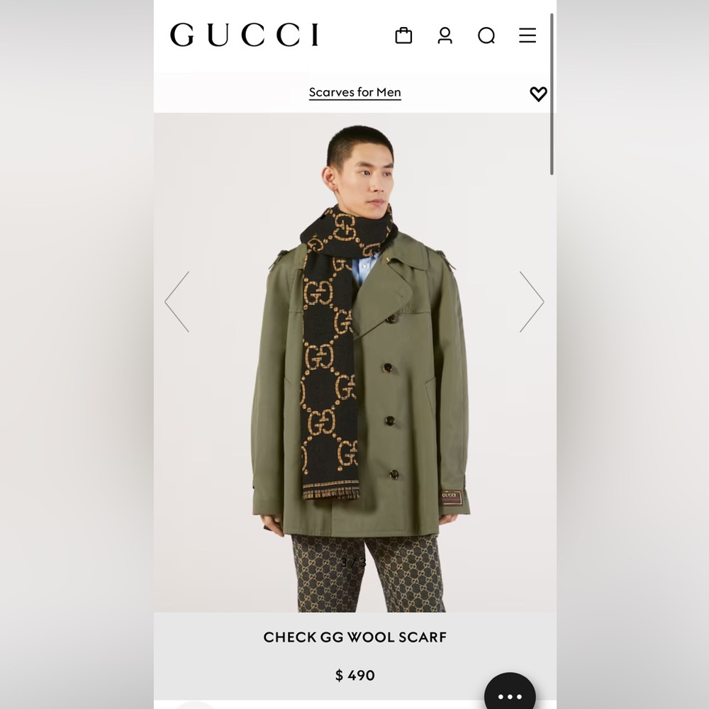 Gucci 
Black and Gold Patterned Scarf